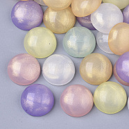 Transparent Acrylic Cabochons, with Gold Powder, Half Round/Dome, Mixed Color, 17.5x7.5mm(ACAB-R002-01)