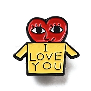 Body Alloy Enamel Pins Brooches, Yellow, I Love You Heart Man, 28.5x31mm(JEWB-U008-03A)