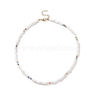 Glass Seed Beaded Necklace for Women, White, 15.91 inch(40.4cm)(NJEW-JN03933)