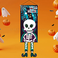 Halloween Theme Felt Cloth Hanging Door Signs, Wall Decoration, Decorative Props for Indoor, Outdoor, Skeleton Pattern, 1280~1375mm(HJEW-L027-A06)