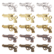 60Pcs 5 Colors Zinc Alloy Revolving Pistol Necklace Pendants, Revolver Pistol Charm, Lead Free and Cadmium Free, Mixed Color, 22x12x3mm, Hole: 2mm, 12pcs/color(FIND-SC0001-99)