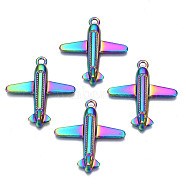 Rainbow Color Alloy Pendants, Cadmium Free & Nickel Free & Lead Free, Plane, 35x31.5x4.5mm, Hole: 2.5mm(PALLOY-N156-192-NR)