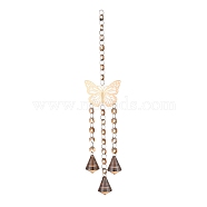 Butterfly Hanging Crystal Chandelier Pendant, with Prisms Hanging Balls, for Home Window Lighting Decoration, Champagne Gold, 400mm(HJEW-M002-02)