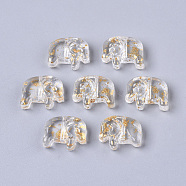 Transparent Glass Beads, with Glitter Powder, Elephant, Clear, 10x13x4mm, Hole: 0.8mm(X-GLAA-T022-01-B01)