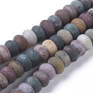 Natural Ocean Jasper Beads Strands, Frosted, Rondelle, 8x5mm, Hole: 0.7mm, about 79pcs/strand, 14.96 inch(38cm)(G-F668-06-B)