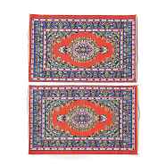 Silk Miniature Ethnic Style Carpets, Woven Turkish Rug, for Dollhouse Decoration, Rectangle, Red, 100x160x1mm(MIMO-PW0001-008A)