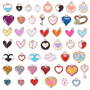 50Pcs Alloy Enamel Pendants, for Jewelry Necklace Bracelet Earring Making Crafts, Heart, Mixed Color, 10x10mm, Hole: 2mm(JX188A)