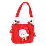 Fabric Drawstring Gifts Bags, with Handle Candy Bags, Christmas Decorations for Kids, Rectangle with Snowman, Red, 23x18x1.3cm(AJEW-F052-04)