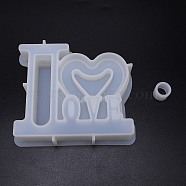 Silicone Mold for Vase, Resin Casting Molds, Epoxy Resin Craft Making, Word & Heart, Valentine's Day Theme, White, 133x147x35mm, Hole: 20mm(DIY-SZC0003-37)