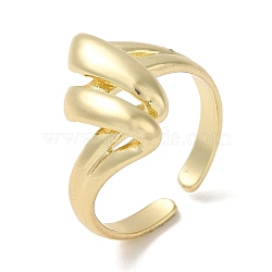 Brass Open Cuff Rings, Twisted Ring for Women, Real 18K Gold Plated, US Size 6 1/4(16.7mm), 2.5~16mm(RJEW-Q778-49G)