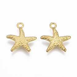 Brass Pendants, Nickel Free, Starfish/Sea Stars, Raw(Unplated), 15.5x14x2mm, Hole: 1.5mm(KK-S349-081-NF)