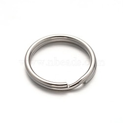304 Stainless Steel Split Key Rings, Keychain Clasp Findings, Stainless Steel Color, 20x2.5mm(STAS-M216-10)