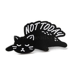 Lying Cat Enamel Pins, Alloy Brooch for Backpack Clothes, Black, 17.5x33.5x1.5mm(JEWB-H017-04EB-04)