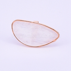 Adjustable Resin Palette Rings, with Iron Finger Ring, Imitation Shell, Nail Art Tool, for Acrylic UV Gel Polish Foundation Mixing, Fan Shape, White, Size 8, 18mm, Pad: 45x22.5x3mm(MRMJ-WH0060-69B)