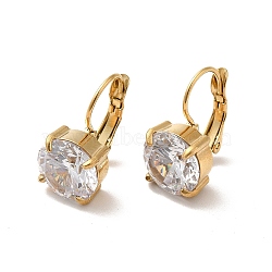 Crystal Rhinestone Leverback Earrings, 304 Stainless Steel Jewelry for Women, Golden, 18mm, Pin: 0.8mm(STAS-H175-15G)