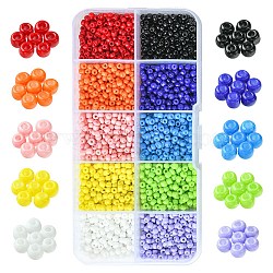 100G 10 Style Glass Seed Beads, Round, Opaque Colours & Baking Paint, Small Craft Beads for DIY Jewelry Making, Mixed Color, 3~3.5x2mm, Hole: 1~1.2mm, 10g/style(SEED-YW0002-41)