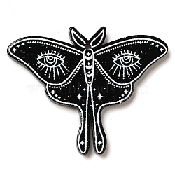 Halloween Theme Opaque Acrylic Pendants, Moth, Black, 32x39.5x2.5mm, Hole: 1.6mm(SACR-Z004-02)