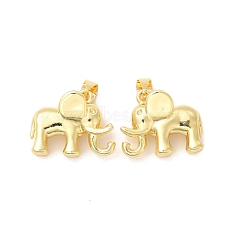 Rack Plating Brass Pendants, with Jump Rings, Long-Lasting Plated, Cadmium Free & Lead Free, Elephant, Real 18K Gold Plated, 14.7x18x9mm, Hole: 3x5mm(KK-B068-33G)