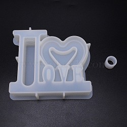 Silicone Mold for Vase, Resin Casting Molds, Epoxy Resin Craft Making, Word & Heart, Valentine's Day Theme, White, 133x147x35mm, Hole: 20mm(DIY-SZC0003-37)