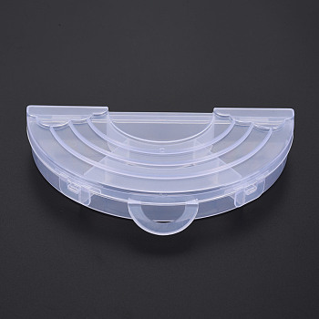 Polypropylene(PP) Bead Storage Container, Half Round, Clear, 90x145x22mm, Hole: 10x21mm