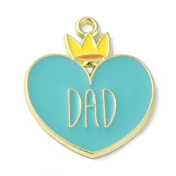 Father's Day Alloy Enamel Pendants, Golden, Heart, 21x1.5mm, Hole: 1.5mm