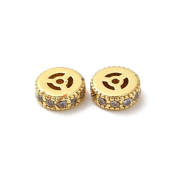 Rack Plating Brass Cubic Zirconia Beads, Long-Lasting Plated, Lead Free & Cadmium Free, Column, Golden, 7x3mm, Hole: 1mm
