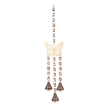 Butterfly Hanging Crystal Chandelier Pendant, with Prisms Hanging Balls, for Home Window Lighting Decoration, Champagne Gold, 400mm