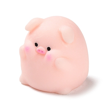 Resin Pig Figurines Ornament, for Home Desktop Decoration, Misty Rose, 24x25x25mm