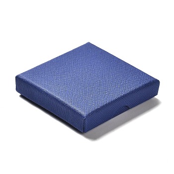 Cardboard Jewelry Set Boxes, with Sponge Inside, Square, Blue, 7.05~7.1x7.15x1.6cm