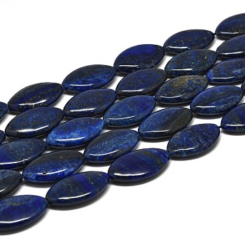 Natural Lapis Lazuli Beads Strands, Horse Eye, 30~31x18~18.5x6.5~7mm, Hole: 1mm, about 13pcs/strand, 15.35''(39cm)