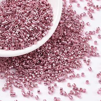 Cylinder Seed Beads, Metallic Colours, Uniform Size, Violet, 2x1.5mm, Hole: 0.8mm, about 888pcs/10g