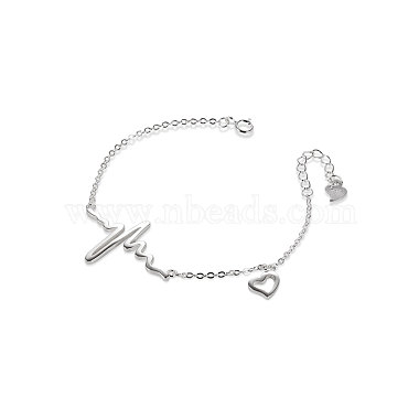 Shegrace 925 браслет-шарм из стерлингового серебра с сердцебиением (удлинители цепи в случайном стиле)(JB37A)-2