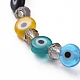 Handmade Evil Eye Lampwork Flat Round Beads Stretch Bracelets(BJEW-JB05005-03)-2