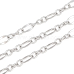 304 Stainless Steel Oval Link Chains, Soldered, with Spool, Stainless Steel Color, 3.5~6x2.5~3.5x0.5mm(CHS-P028-14P)