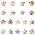 18Pcs 18 Colors Printed Resin Beads, Star, with Glitter Powder, Mixed Color, 15x16x6mm, Hole: 1.8mm, 1pc/color(RESI-CJ0004-64)