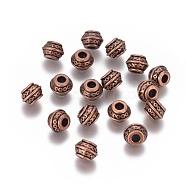 Tibetan Style Spacer Beads, Lead Free & Cadmium Free, Rondelle, Red Copper, 9mm in diameter, 7mm thick, hole: 3.5mm(X-RLF0586Y)