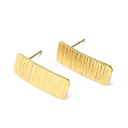 Ion Plating(IP) 304 Stainless Steel Stud Earring Finding, with Vertical Loops, Textured Rectangle, Golden, 20x8mm, Hole: 2.5mm, Pin: 0.8mm(STAS-B034-08G)