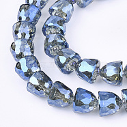 Electroplated Glass Beads, Faceted, Bell, Marine Blue, 10.5~11x9mm, Hole: 1mm(EGLA-T016-01-B01)
