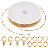 DIY Chain Bracelet Necklace Making Kit, Including Brass Curb Chains, 304 Stainless Steel Lobster Claw Clasps & Jump Rings, Real 18K Gold Plated, Chain: 10M/set(CHC-BBC0001-10)