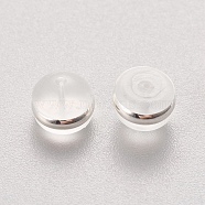Silicone Ear Nuts, Earring Backs, with Stainless Steel, Silver Color Plated, 5.5x4mm, Hole: 0.5mm(STAS-WH0014-36S)