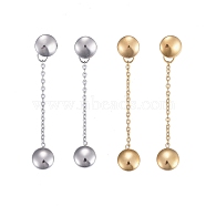304 Stainless Steel Chain Tassel Earrings, with Ear Nuts, Flat Round, Mixed Color, 47mm, Pin: 0.7mm, Flat Round: 8x4mm(EJEW-I248-08)