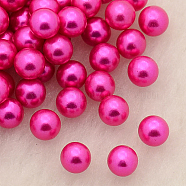 No Hole ABS Plastic Imitation Pearl Round Beads, Dyed, Magenta, 4mm, about 5000pcs/bag(MACR-F033-4mm-16)