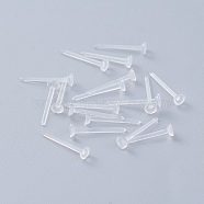 Eco-Friendly Plastic Stud Earring Findings, Flat Round, Clear, 12x3mm, Pin: 0.8mm, about 10000pcs/bag(KY-F009-08-A)
