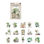 30Pcs Plant Waterproof PET Decorative Stickers, Self-adhesive Plant Decals, for DIY Scrapbooking, Green, 34~55mm(PW-WG53909-04)