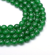 Natural White Jade Bead Strands, Dyed, Faceted, Round, Green, 4~5mm, Hole: 1mm, about 90~91pcs/strand, 14.4 inch(X-G-R346-4mm-01)