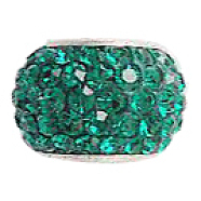 Austrian Crystal European Beads, Large Hole Beads, with 925 Sterling Silver Single Core, Rondelle, 205_Emerald, 11x7.5mm, Hole: 4.5mm(N0R4T161)