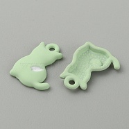 Spray Printed Alloy Pendants, Cat Charm, Pale Green, 15.5x11.5x2.5mm, Hole: 1.5mm(FIND-TAC0002-071H)