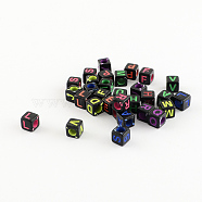 Initial Acrylic Beads, Craft Style, Cube, Midnight Blue, 6x6x6mm, Hole: 3mm, about 3100pcs/500g(SACR-R830-07)