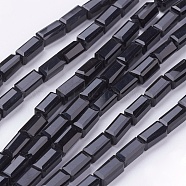 Opaque Glass Beads Strands, Faceted, Cuboid, Black, 7x3x3mm, Hole: 1mm, about 80pcs/strand, 52cm(EGLA-E008-3x6mm-10)
