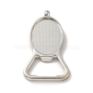 Alloy Pendant Cabochons Settings, Bottle Opener, Oval, Platinum, Tray: 34.5x24.5mm, 66x37x4mm, Hole: 3.5mm(X-FIND-I018-02P)